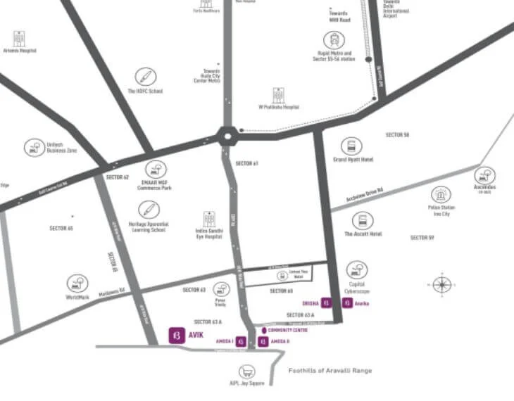 Birla Navya Avik Sector 63A Map
